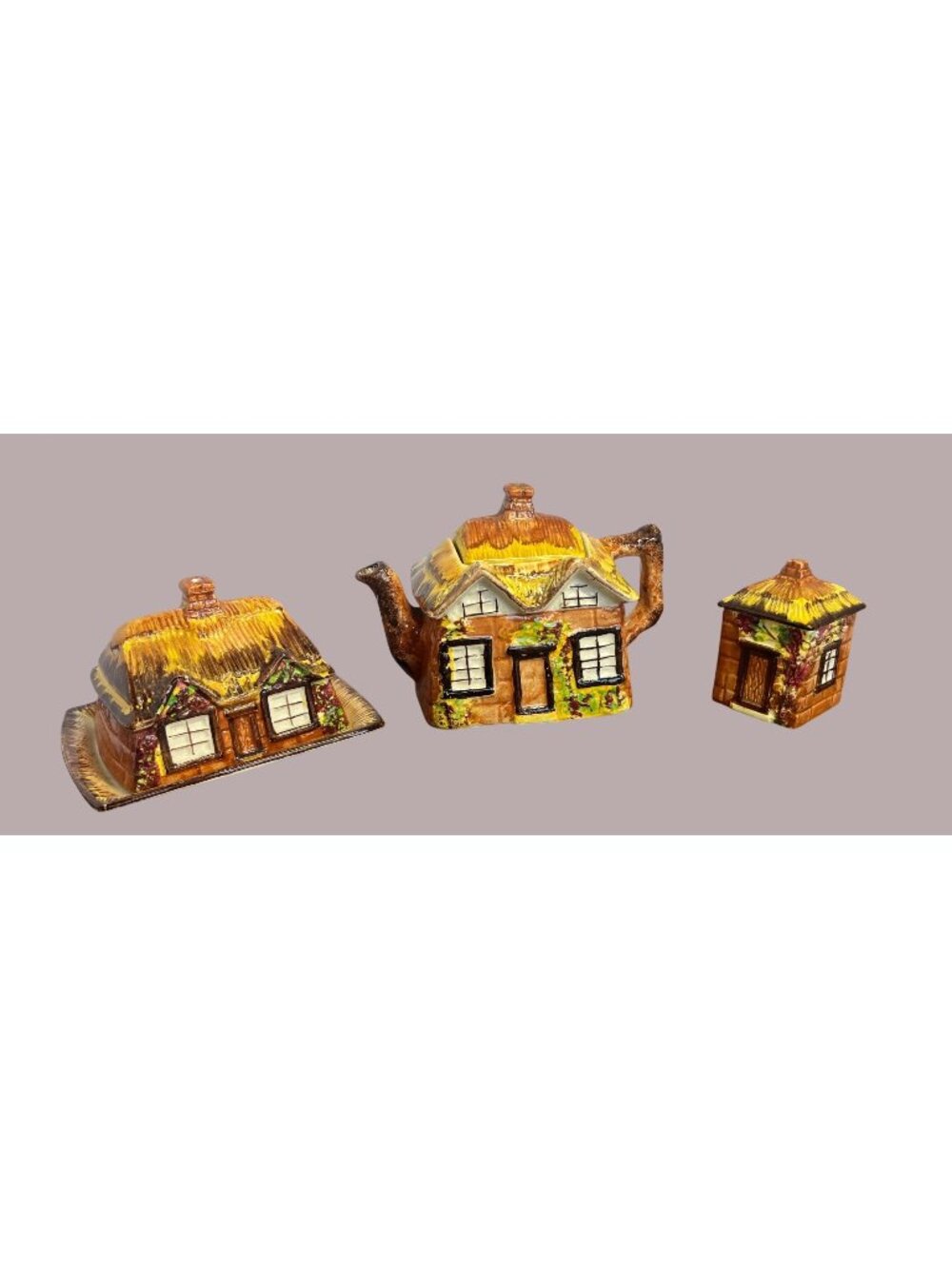 Cottage Ware Ceramic Teapot Butter Dish & Sugar Jar By Price Bros England